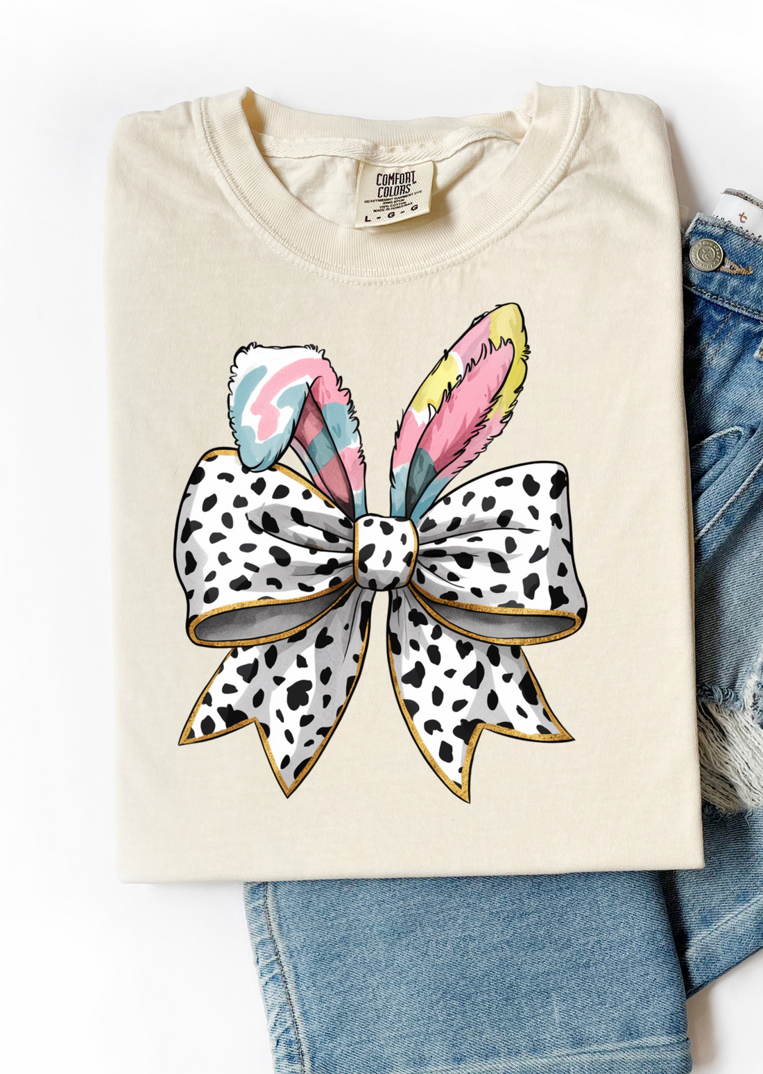 Easter Bunny Coquette Bow T-Shirt - Affirmation Apparel Co.