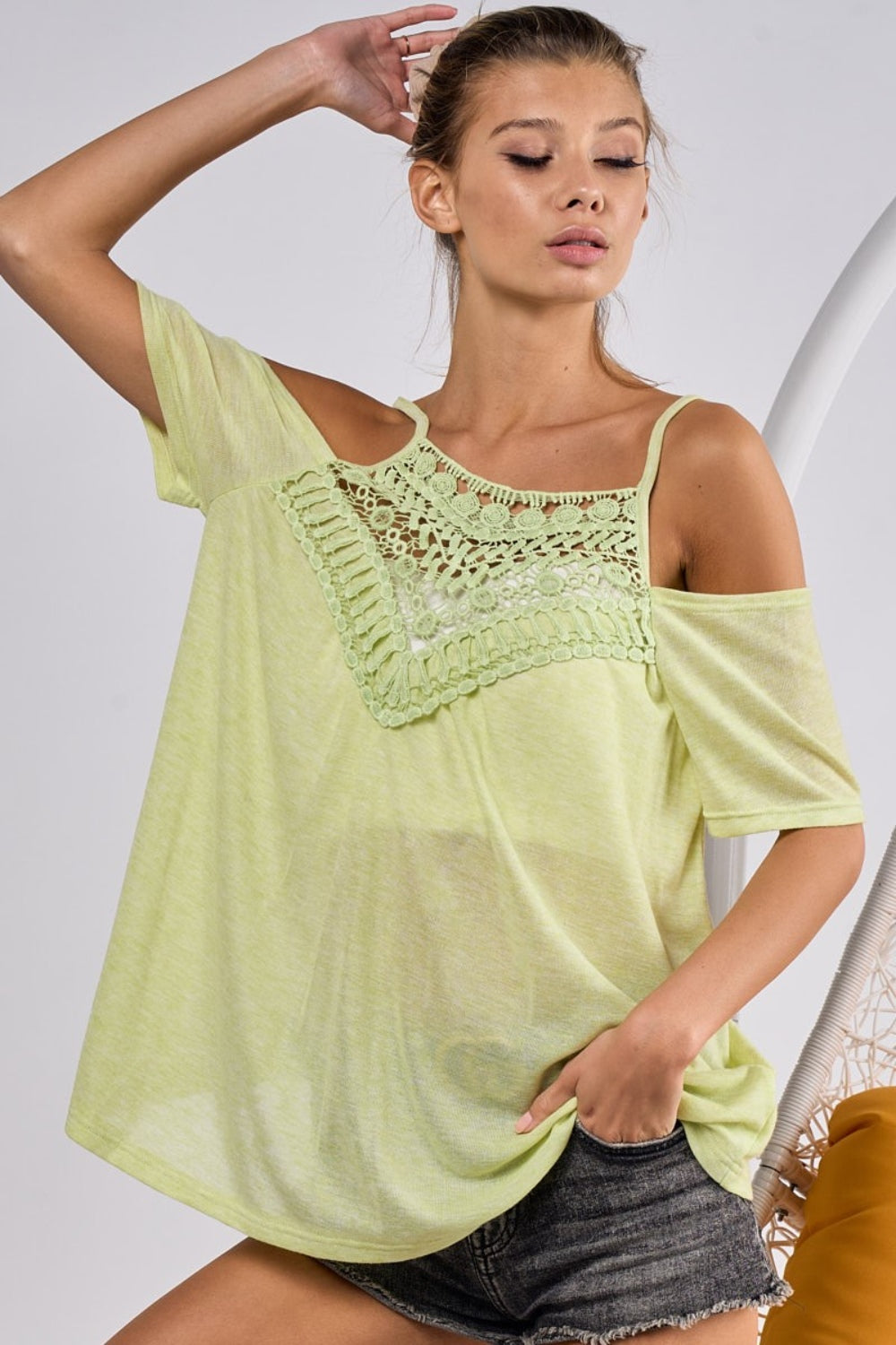 BiBi Front Crochet Lace Adjustable Strap Top - Affirmation Apparel Co.