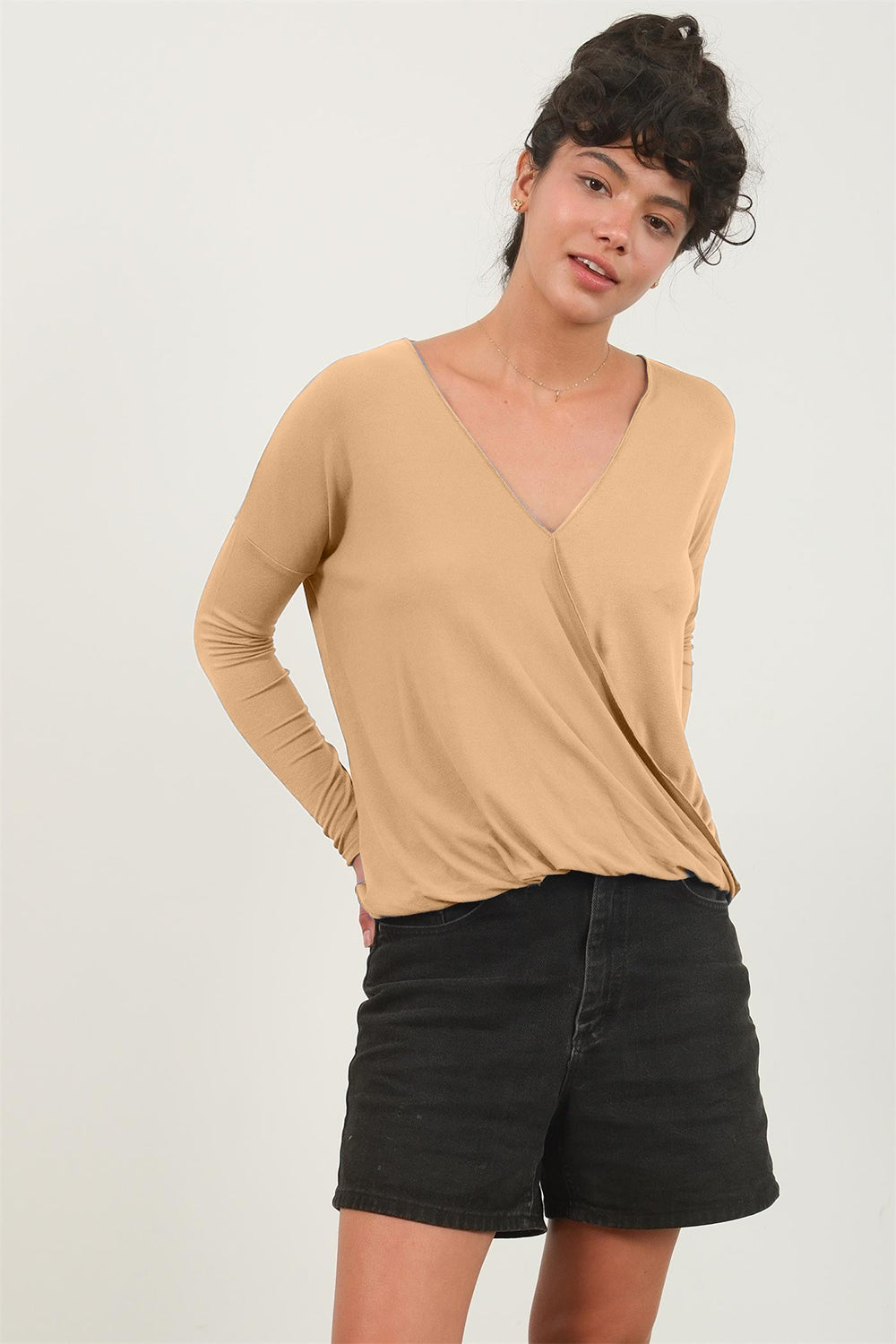 HYFVE Draped Drop Shoulder Long Sleeve Top - Affirmation Apparel Co.