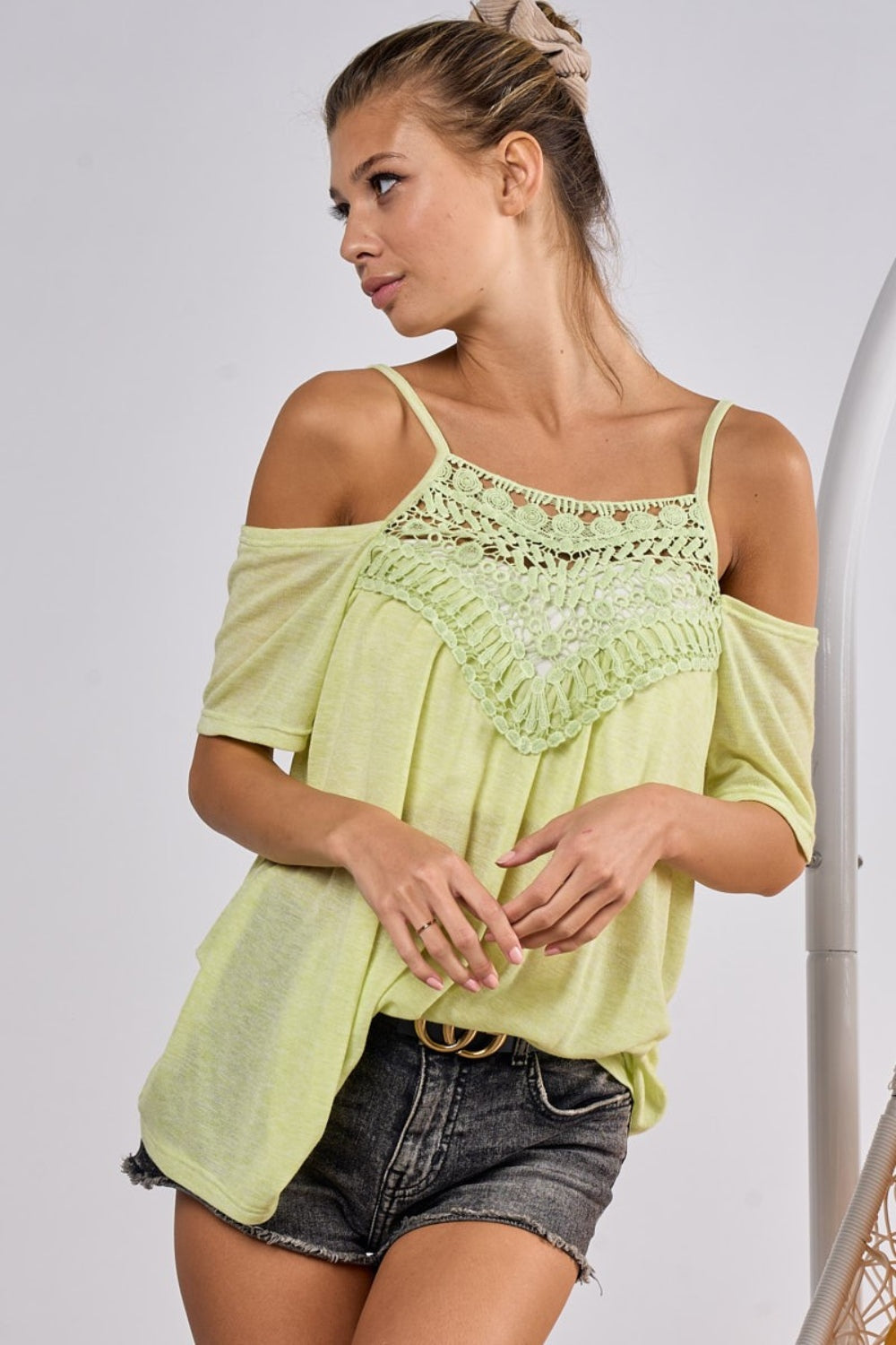 BiBi Front Crochet Lace Adjustable Strap Top - Affirmation Apparel Co.