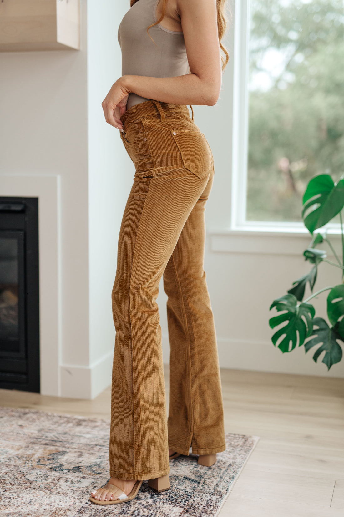 Cordelia Bootcut Corduroy Pants in Camel - Affirmation Apparel Co.