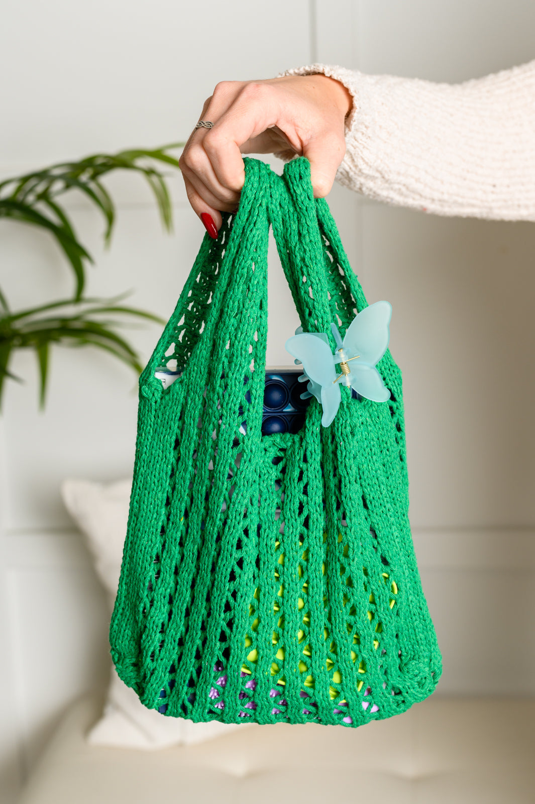 Girls Day Open Weave Bag in Green - Affirmation Apparel Co.