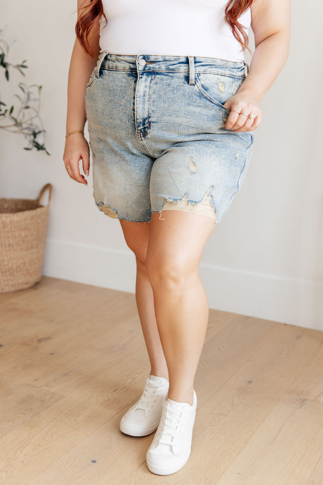 Cindy High Rise Mineral Wash Distressed Boyfriend Shorts - Affirmation Apparel Co.