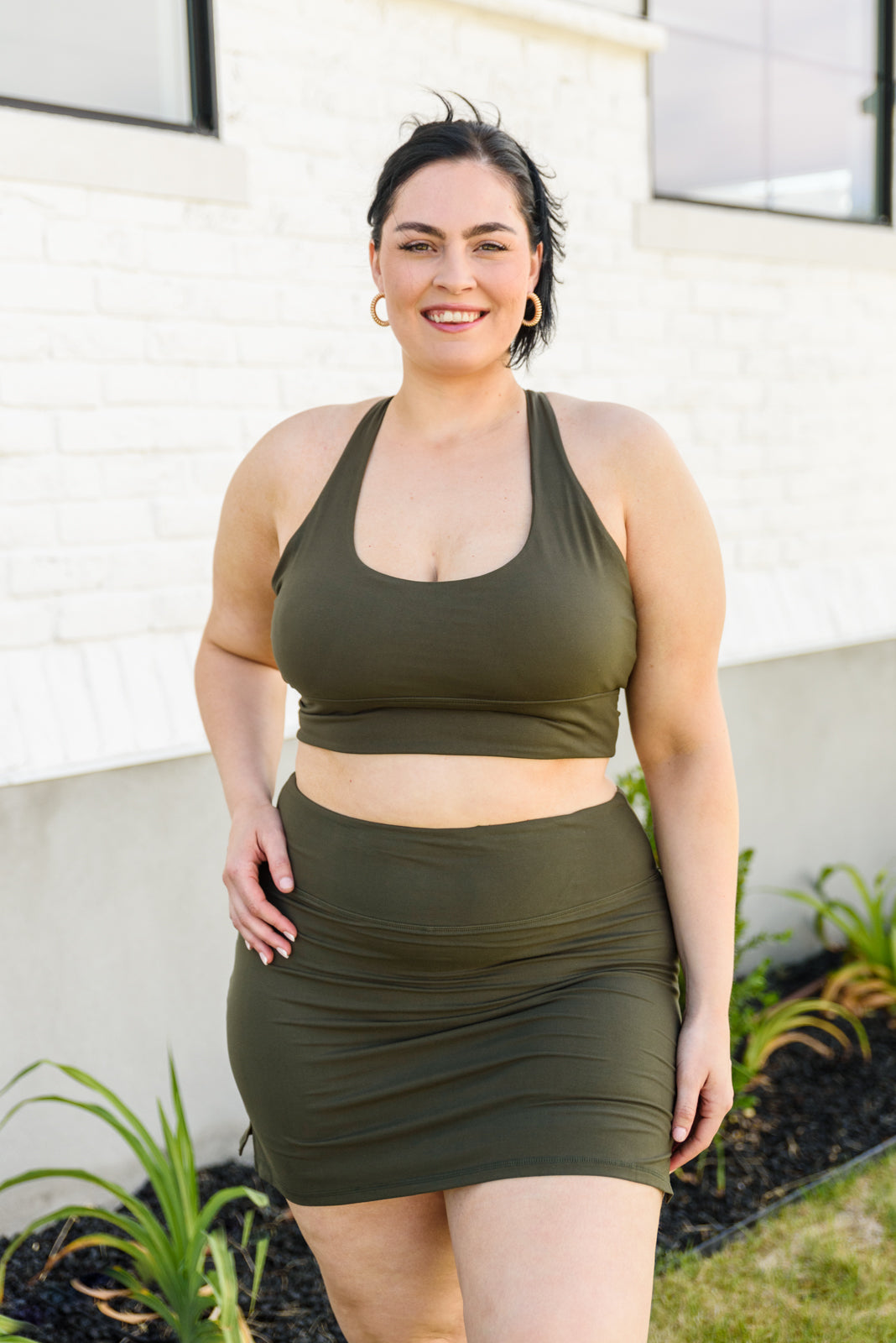 Next Move Sports Bra In Olive - Affirmation Apparel Co.