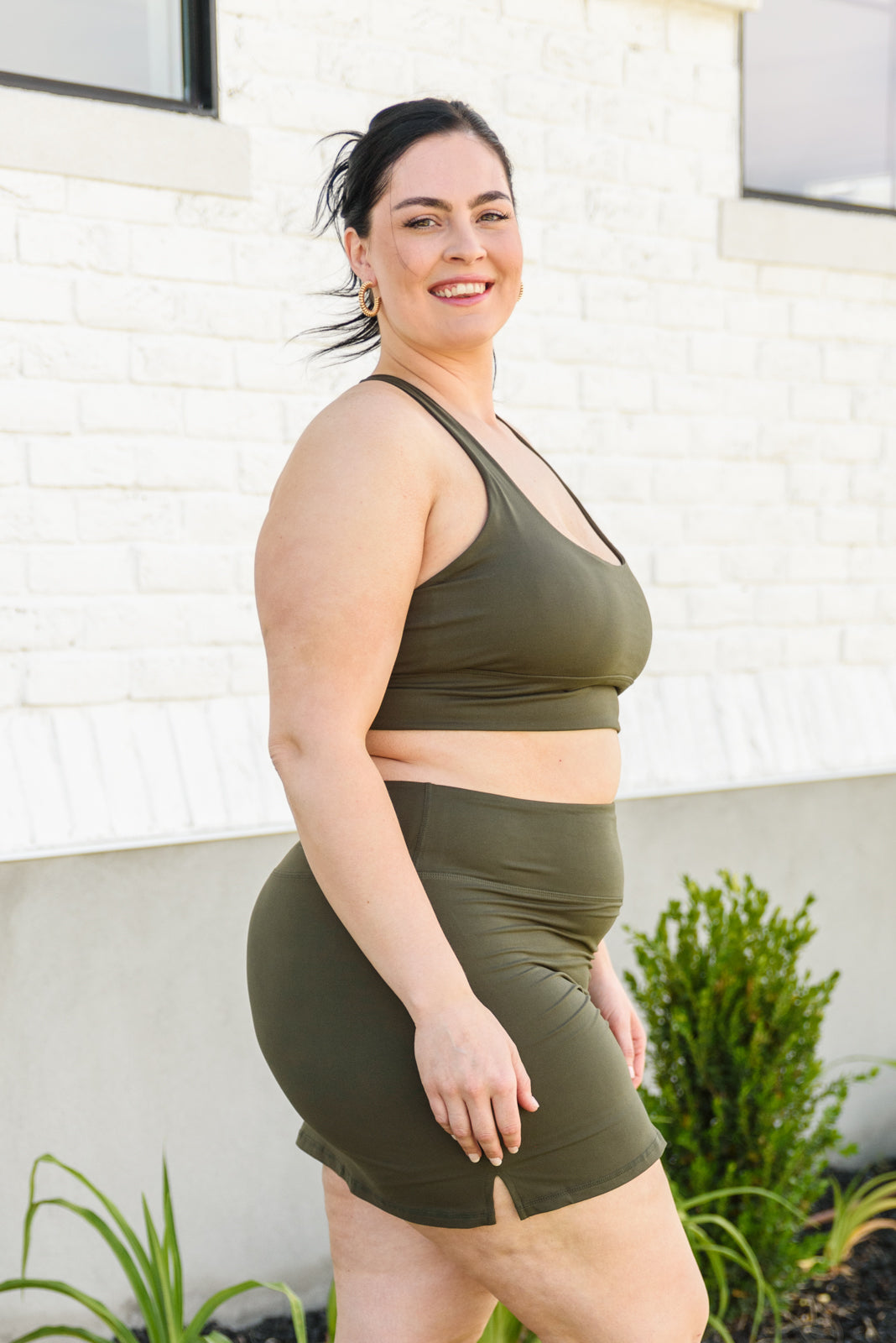 Next Move Sports Bra In Olive - Affirmation Apparel Co.