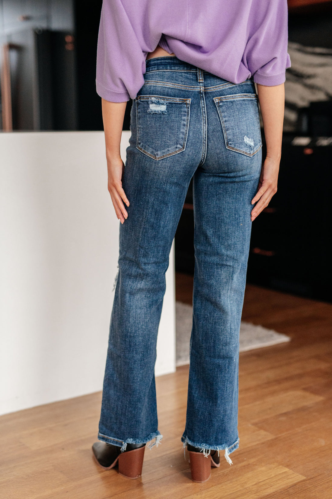 Rose High Rise 90's Straight Jeans in Dark Wash - Affirmation Apparel Co.