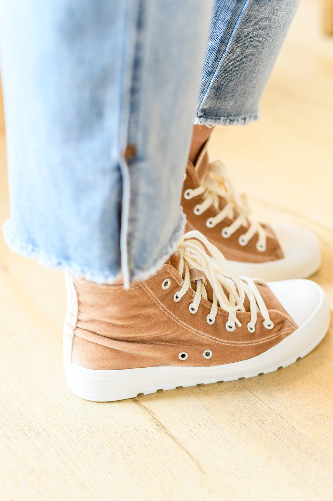 Run Me Down Velvet High Tops in Tan - Affirmation Apparel Co.