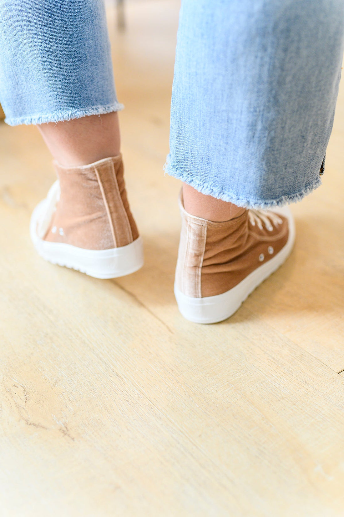 Run Me Down Velvet High Tops in Tan - Affirmation Apparel Co.