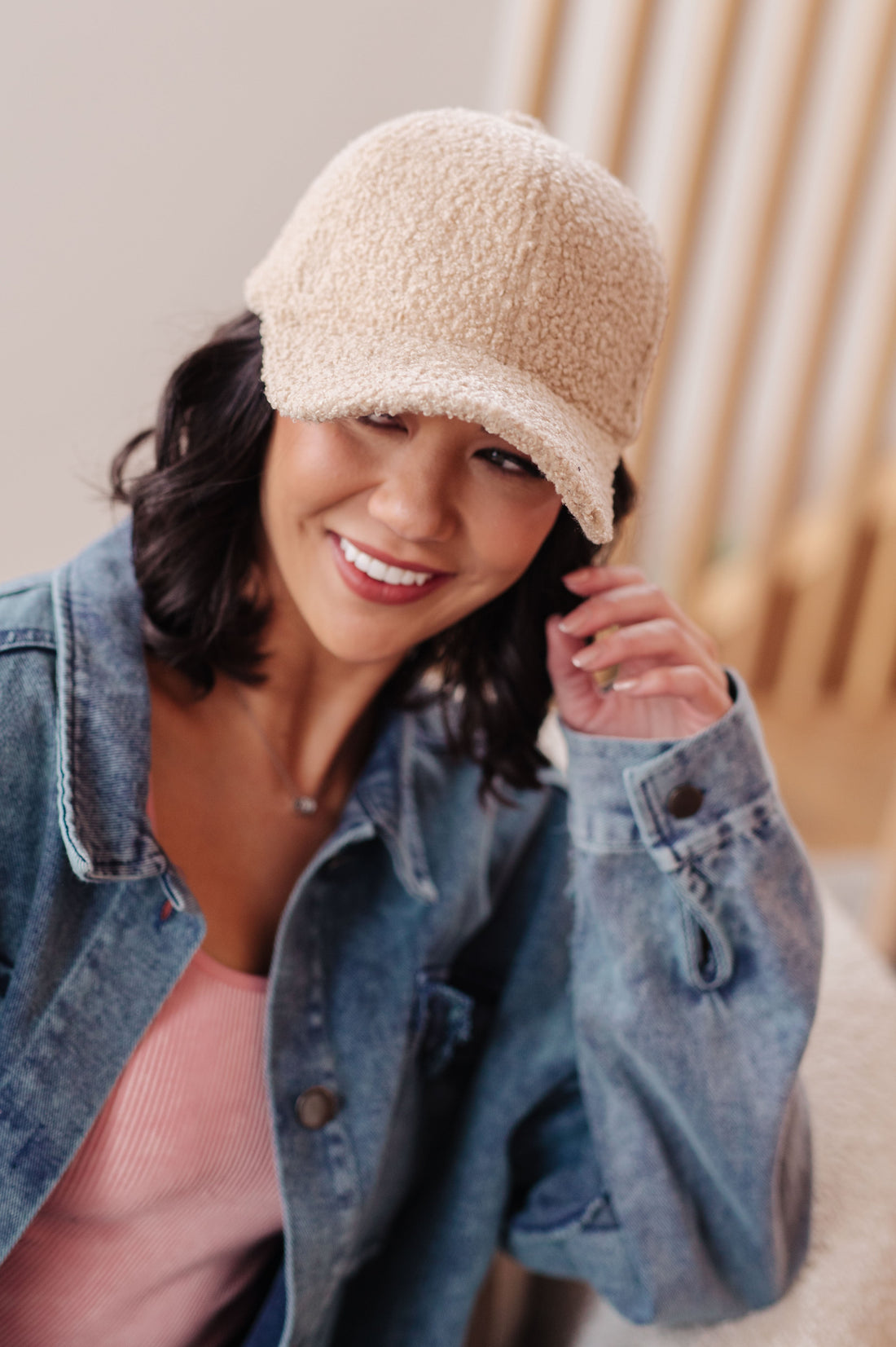 Lyla Sherpa Ball Cap in Khaki - Affirmation Apparel Co.