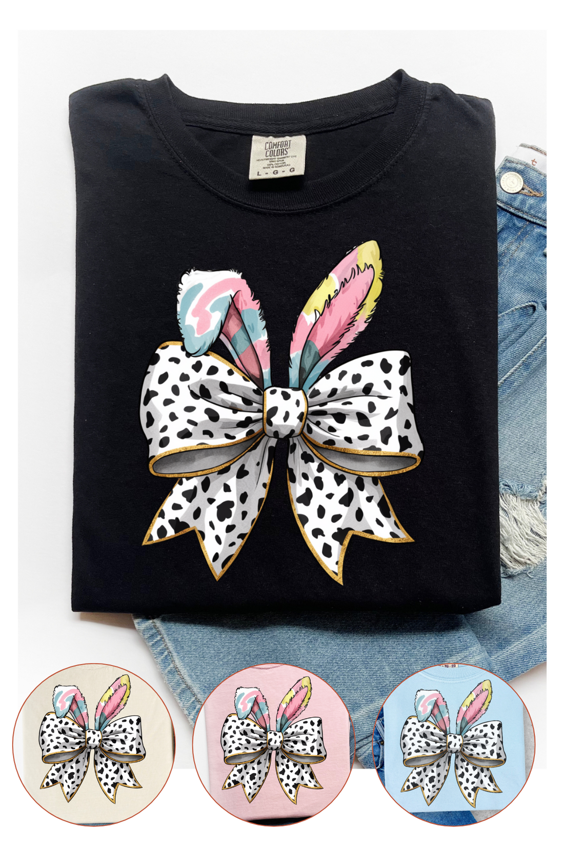 Easter Bunny Coquette Bow T-Shirt - Affirmation Apparel Co.