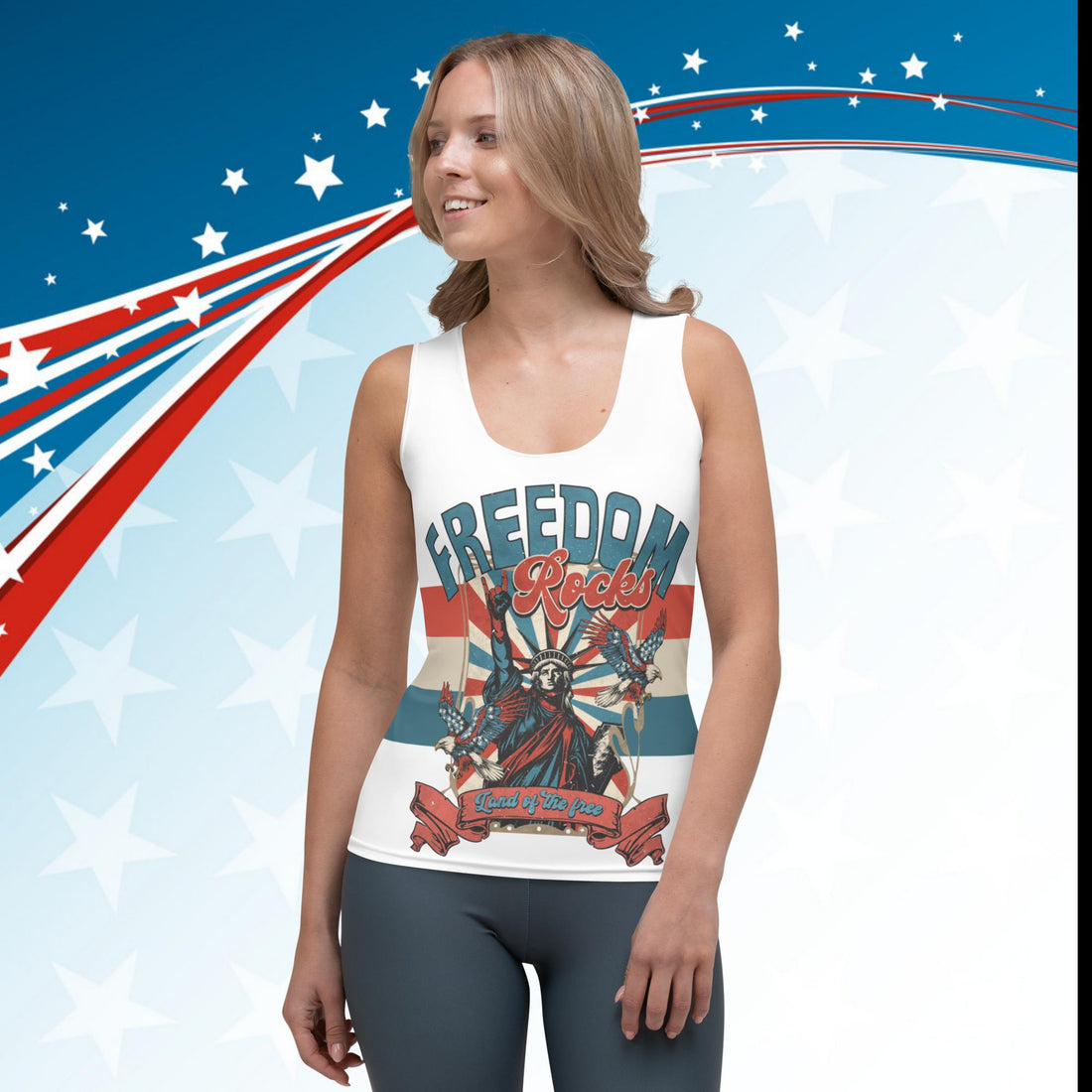 Freedom Rocks - Statue of Liberty Graphic Tank - Affirmation Apparel Co.