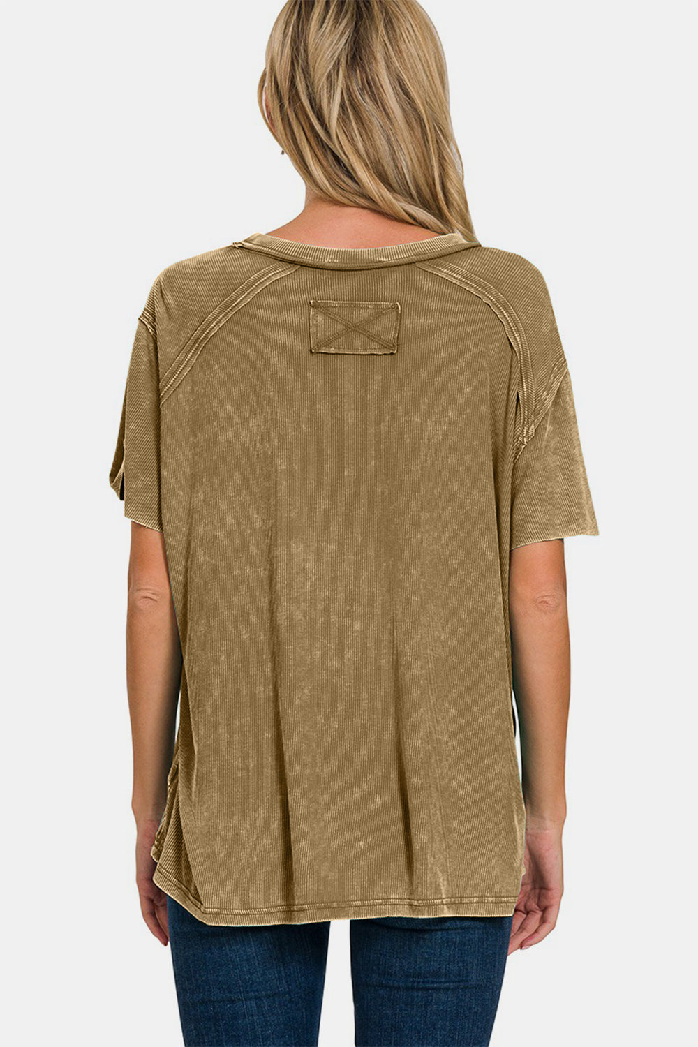 Zenana Washed Ribbed Short Sleeve Top - Affirmation Apparel Co.