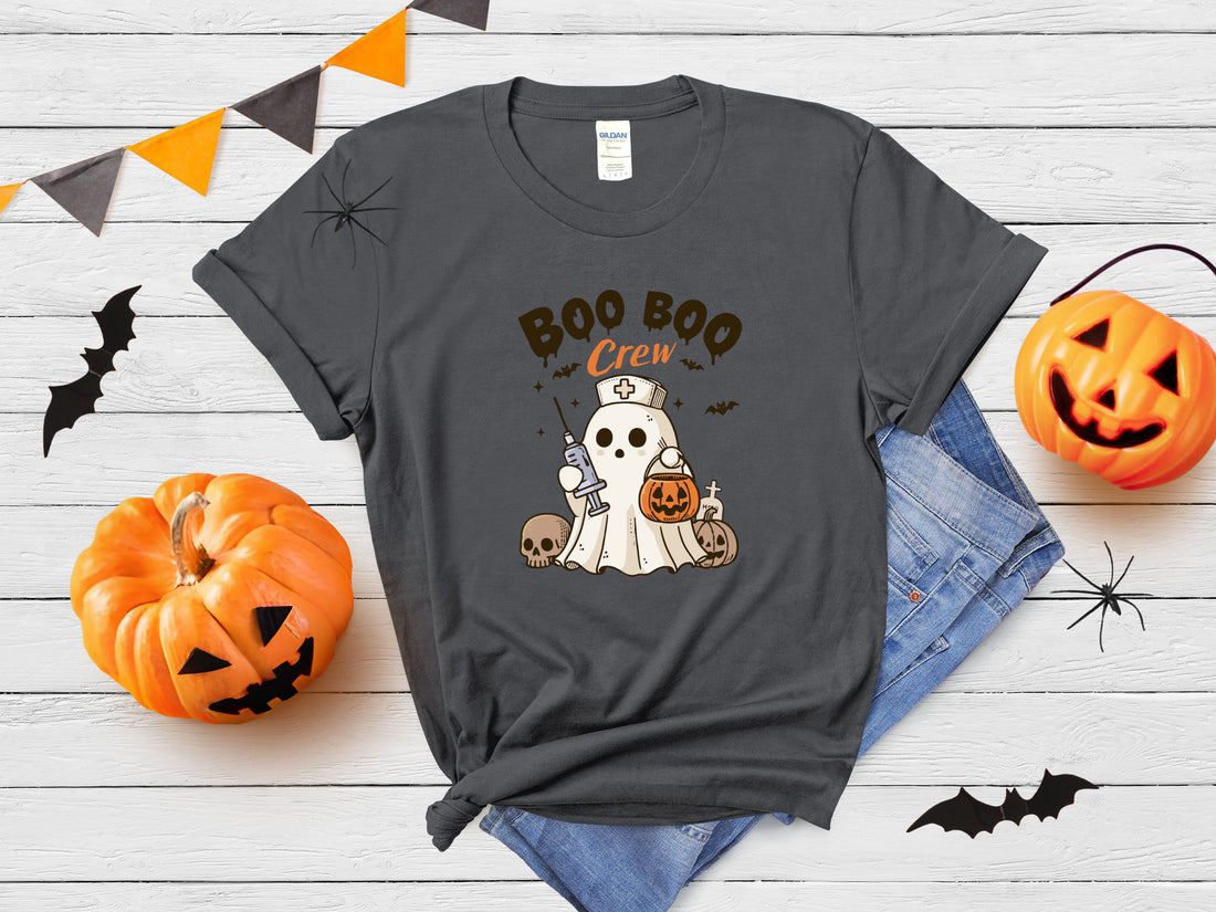 Boo Boo Crew - Cute Ghost Nurse Halloween Graphic Tee - Affirmation Apparel Co.