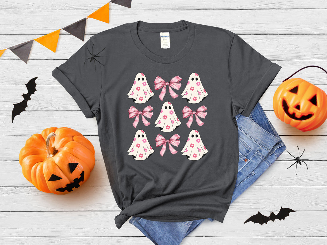 Cute Ghost Coquette Bows - Halloween Graphic Tee - Affirmation Apparel Co.