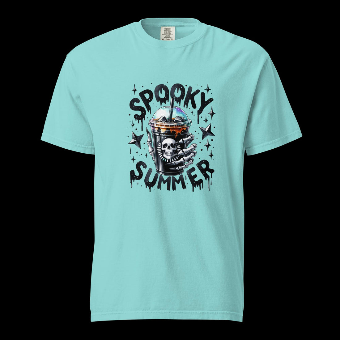 Spooky Summer Vibes T-Shirt - Skeleton Hand with Iced Drink Graphic Tee - Affirmation Apparel Co.