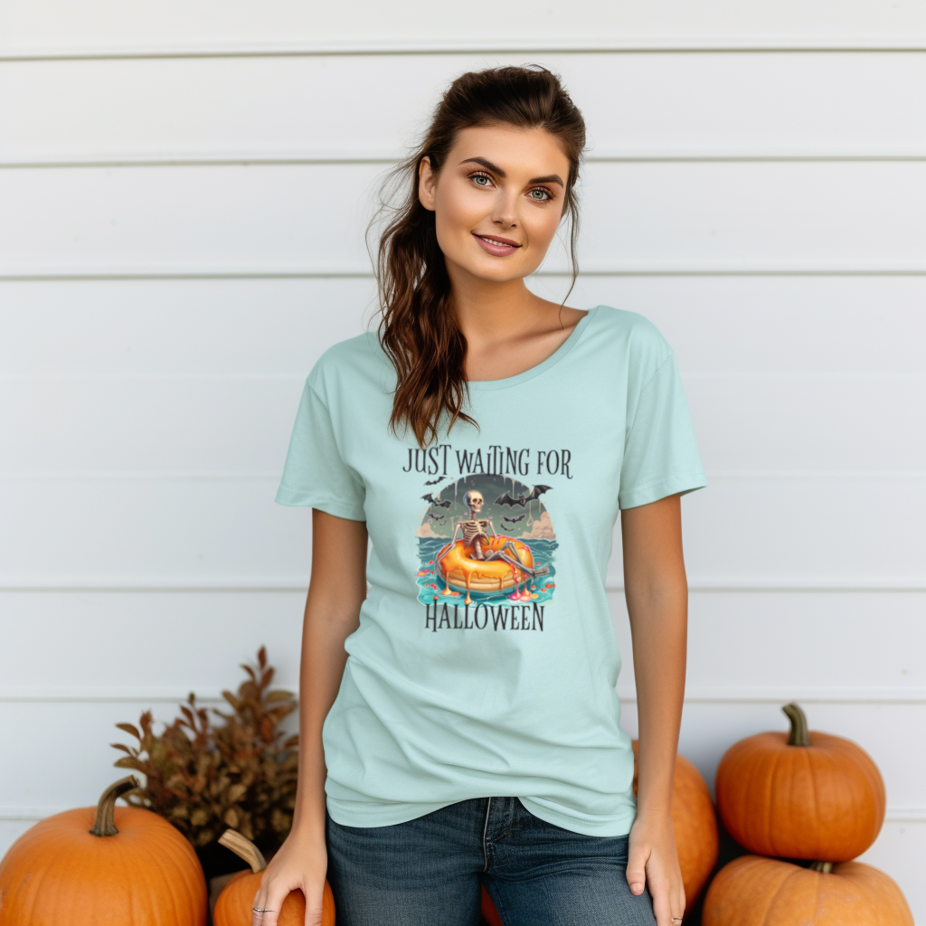 Just Waiting For Halloween - Skeleton Floating Halloween Graphic Tee - Affirmation Apparel Co.